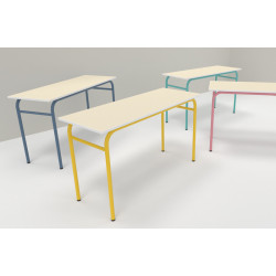TABLE AXIS 2 PERSONNES 50*1300 T4 BLEU D'ALUMINE - PLATEAU SERINGA - CHANT ABS BLANC